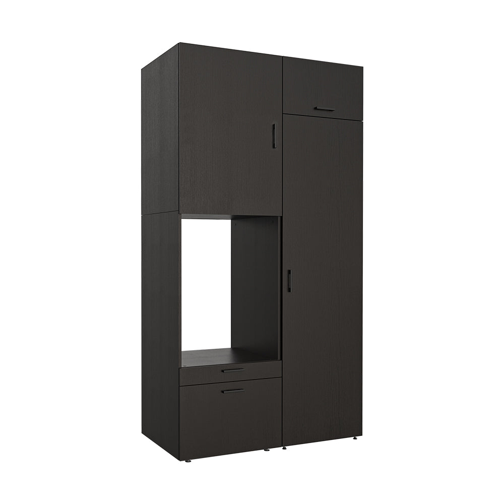 Roomart Schrankwand & Hochschrank Weiß Schwaz Eiche Badschrank Mehrzweckschrank- schrank, badezimmerschrank, waschmaschinenschrank, badschrank, badezimmermöbel, waschmaschinenregal, waschturm, hochschrank, bad, möbel, weiß, waschmaschinen, unterschrank, w