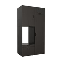 Roomart Schrankwand & Hochschrank Weiß Schwaz Eiche Badschrank Mehrzweckschrank- schrank, badezimmerschrank, waschmaschinenschrank, badschrank, badezimmermöbel, waschmaschinenregal, waschturm, hochschrank, bad, möbel, weiß, waschmaschinen, unterschrank, w