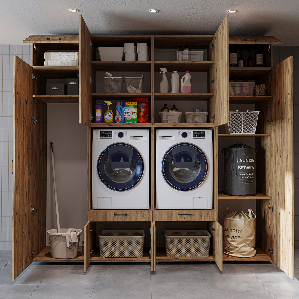 Roomart Waschmaschinenschrank SERIE 3 254 cm, Eiche, 240 cm hoch
