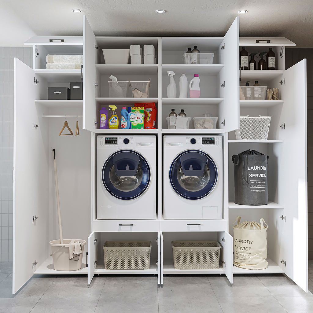Roomart Waschmaschinenschrank SERIE 3 254 cm, Weiß, 240 cm hoch