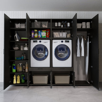 Roomart Waschmaschinenschrank SERIE 3 254 cm, Schwarz-Eiche, 205 cm hoch