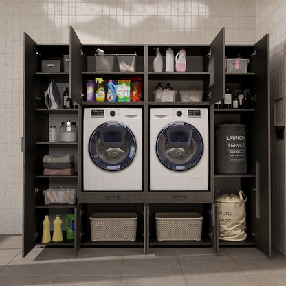 Roomart Waschmaschinenschrank SERIE 3 224 cm, Schwarz-Eiche, 205 cm hoch
