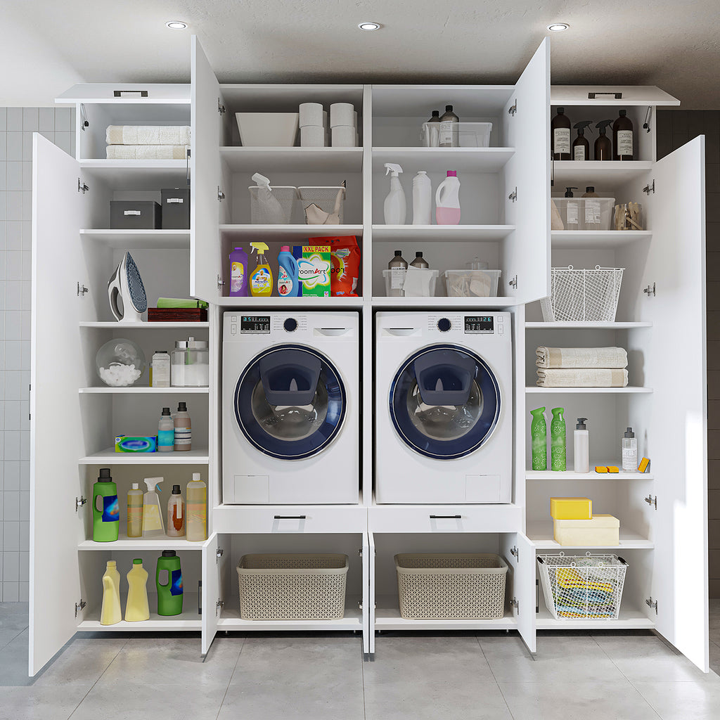 Roomart Waschmaschinenschrank SERIE 3 254 cm, Weiß, 240 cm hoch