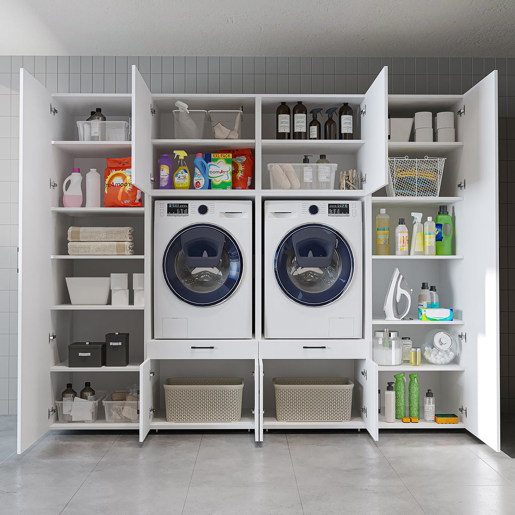 Roomart Waschmaschinenschrank SERIE 3 254 cm, Weiß, 205 cm hoch