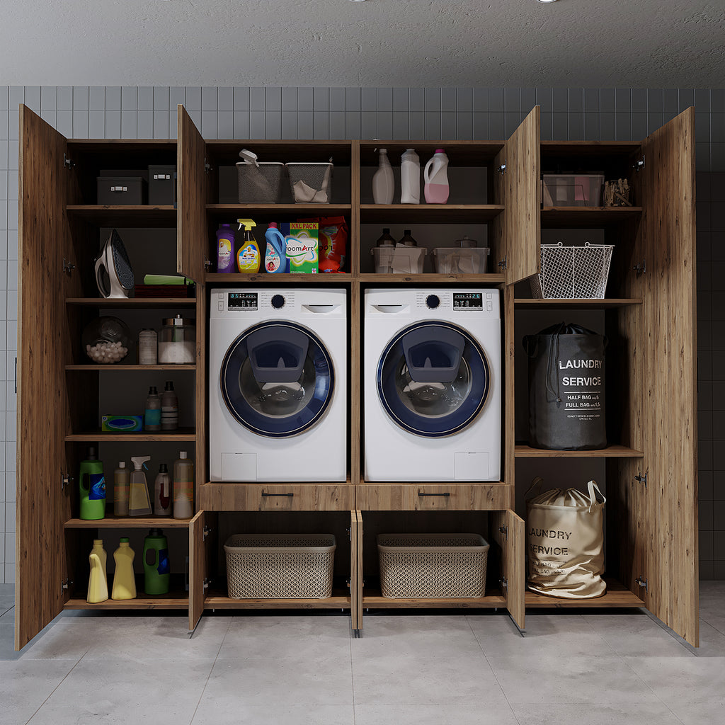 Roomart Waschmaschinenschrank SERIE 3 254 cm, Eiche, 205 cm hoch