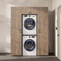 Roomart kastenwand DUO-I, 157 cm, met 2 hoge kasten en bovenkast voor wasmachine & droger, in 2 kleuren