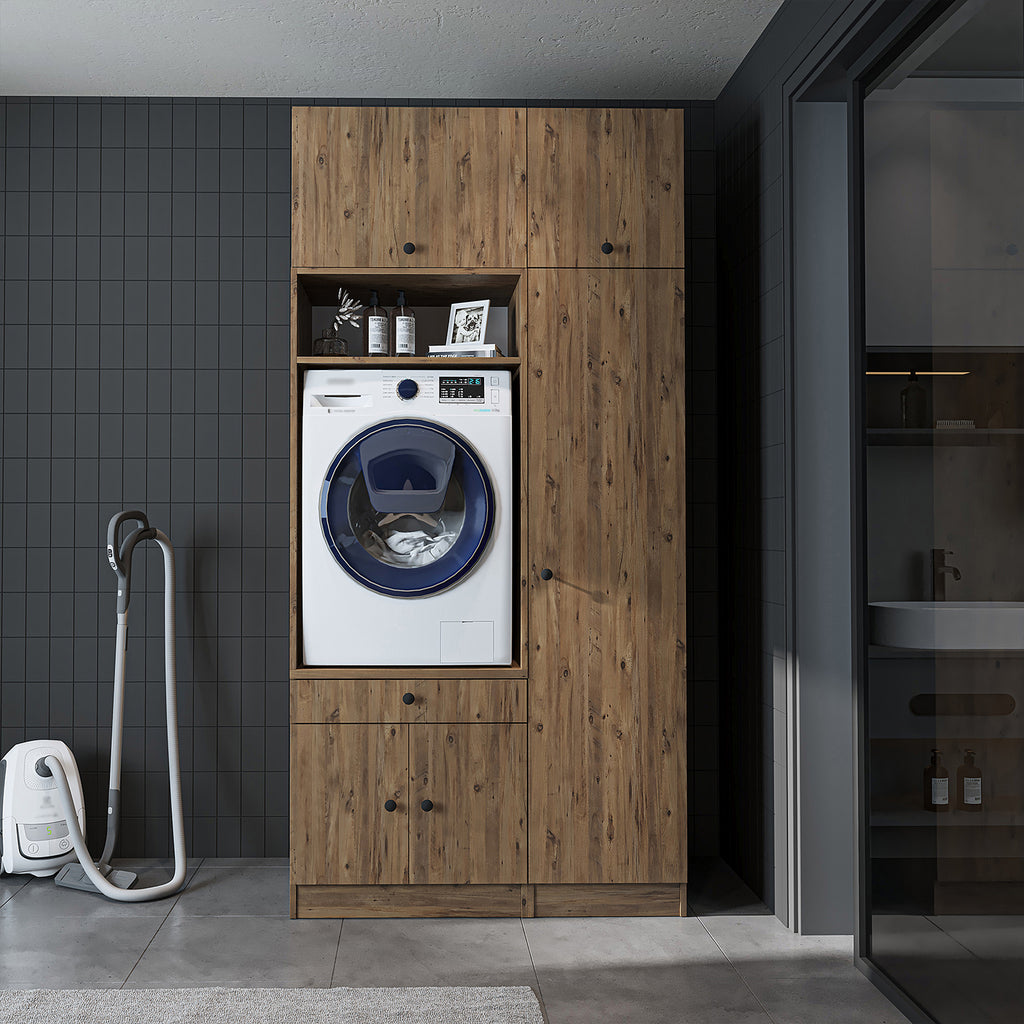 Roomart wasmachinekast SERIE 3, 112 cm, met hoge kast en uittrekbaar blad, in 3 kleuren