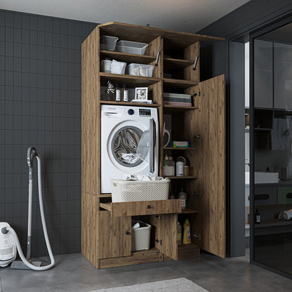 Roomart wasmachinekast SERIE 3, 112 cm, met hoge kast en uittrekbaar blad, in 3 kleuren