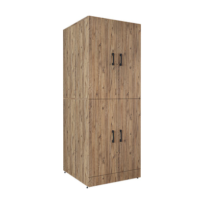 Roomart Waschmaschinenschrank " DORA " für Trockner & Waschmaschine, in 4 Farben, mit Türen & Ausziehbrett • Weiß • Weiß Eiche • Anthrazit Eiche • Eiche - waschmaschinenschrank, waschmaschinenregal, waschturm, schrank, weiß, waschmaschinen, unterschrank, 