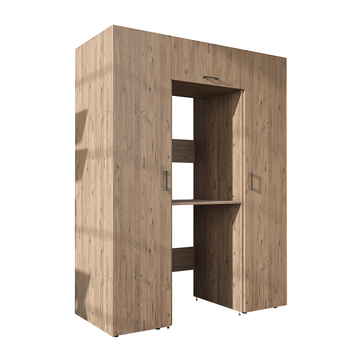 Roomart kastenwand DUO-I, 157 cm, met 2 hoge kasten en bovenkast voor wasmachine & droger, in 2 kleuren