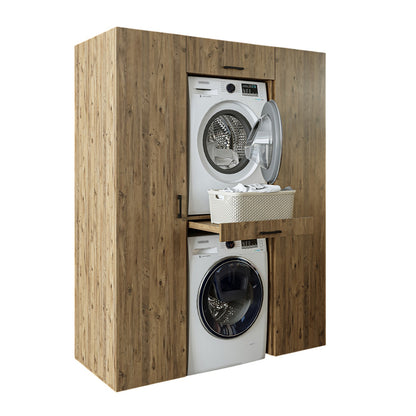 Roomart kastwand DUO-I, 157 cm, wasmachine en droger boven elkaar, in 3 kleuren
