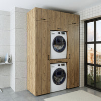 Roomart wasmachinekast 157 cm, voor 2 apparaten met 2 hoge kasten, in 3 kleuren