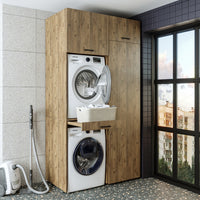 Roomart wasmachinekast DUO-I, 127 cm, ombouwkast voor wasmachine & droger, in 3 kleuren
