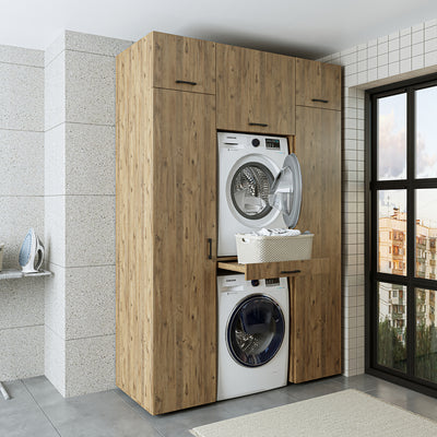 Roomart wasmachinekast 157 cm, voor 2 apparaten met 2 hoge kasten, in 3 kleuren
