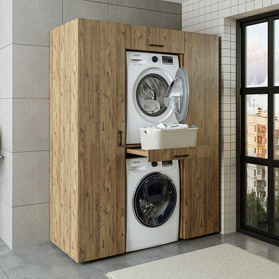 Roomart kastwand DUO-I, 157 cm, wasmachine en droger boven elkaar, in 3 kleuren