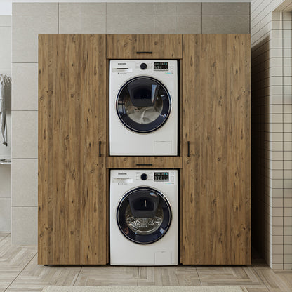 Roomart kastwand DUO-I, 187 cm, wasmachine en droger boven elkaar, in 3 kleuren