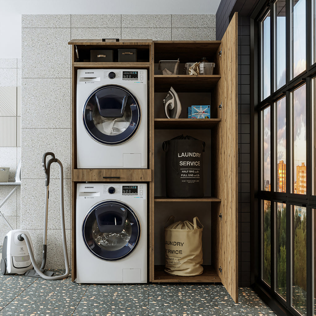 Roomart wasmachinekast DUO-I, 127 cm, ombouwkast voor wasmachine & droger, in 3 kleuren