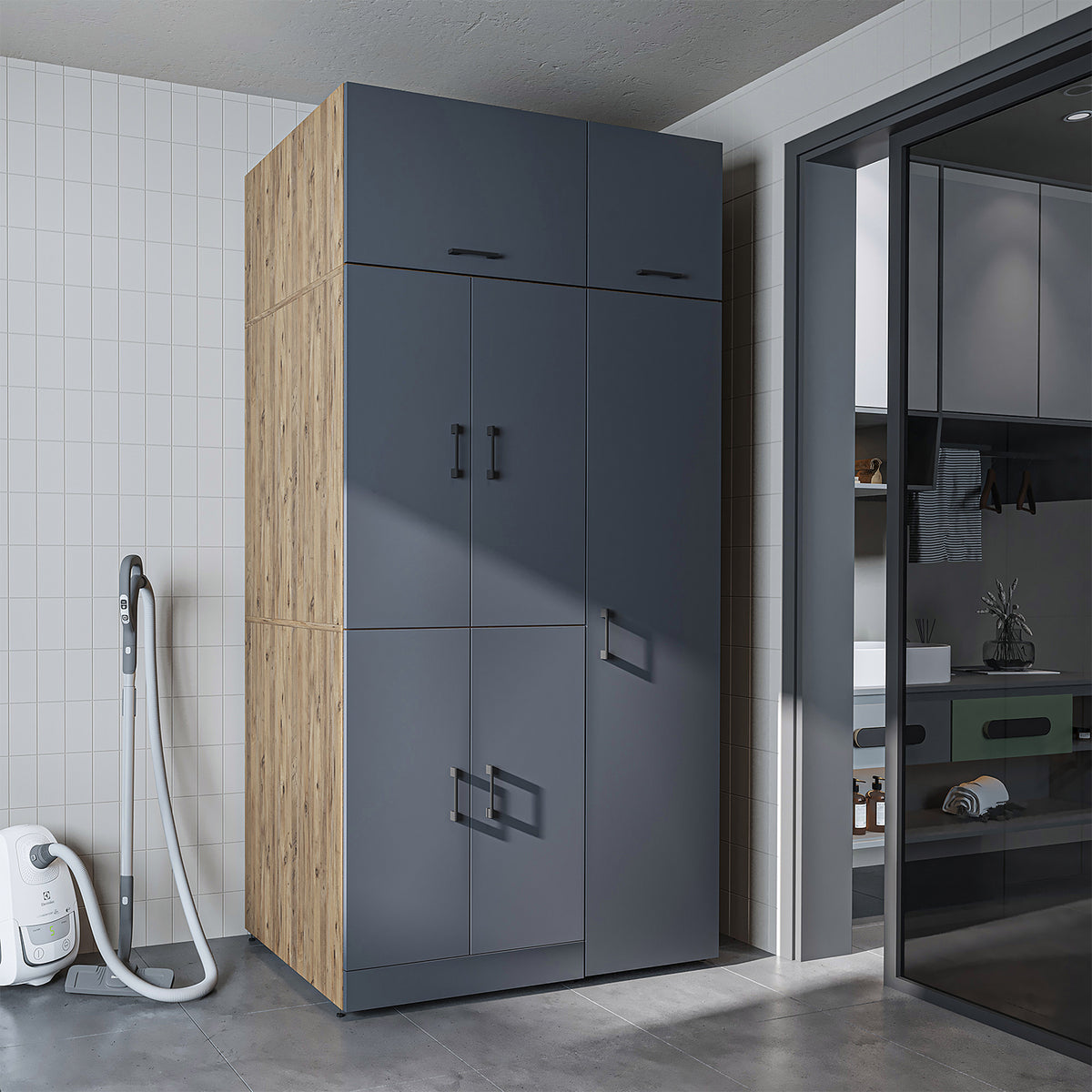 Roomart wasmachinekast DORA-II, 115 cm, voor wasmachine en droger, in 5 kleuren
