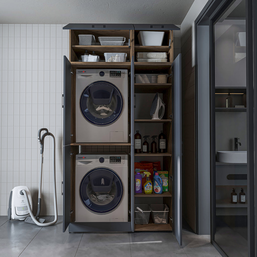Roomart wasmachinekast DORA-II, 115 cm, voor wasmachine en droger, in 5 kleuren