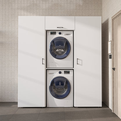 Roomart wandmeubel DUO-I, 187 cm, met 2 hoge kasten en bovenkast voor wasmachine & droger, in 2 kleuren