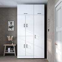 Roomart Waschmaschinenschrank " DORA SET" für Trockner & Waschmaschine, 115 cm breit, in 4 Farben, mit Türen & Ausziehbrett • Weiß • Weiß Eiche • Anthrazit Eiche • Eiche - waschmaschinenschrank, waschmaschinenregal, waschturm, schrank, weiß, waschmaschine