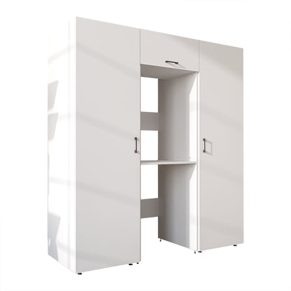 Roomart wandmeubel DUO-I, 187 cm, met 2 hoge kasten en bovenkast voor wasmachine & droger, in 2 kleuren