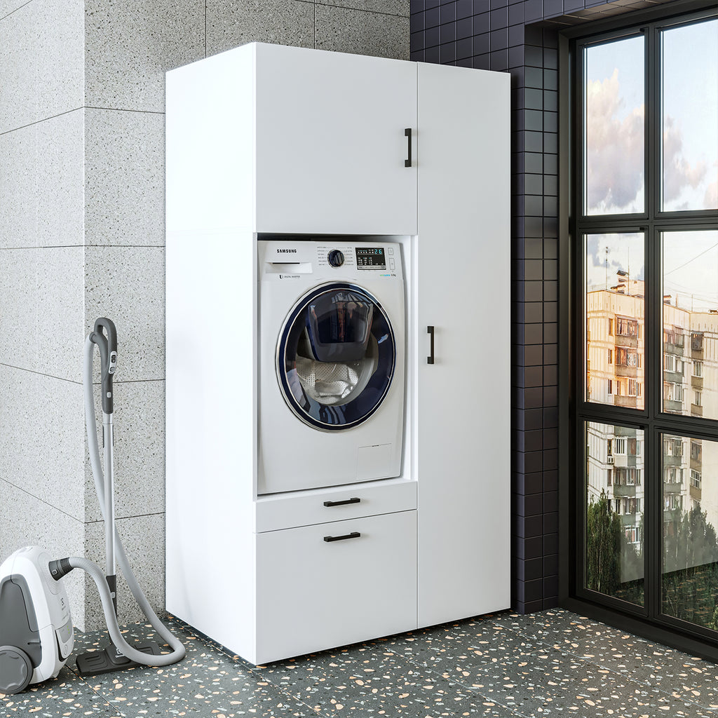 Roomart wasmachinekast SERIE 2, 112 cm, met hoge kast en uittrekplank, in 3 kleuren