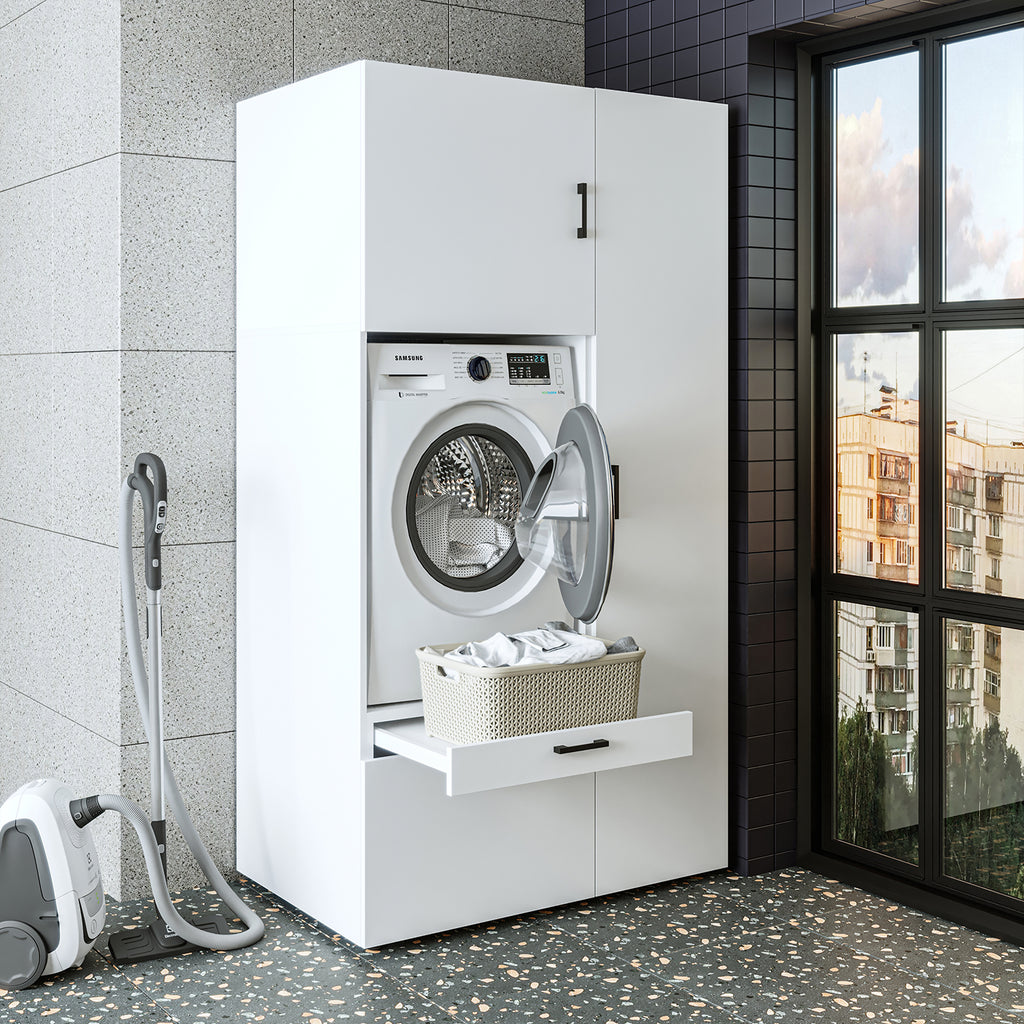 Roomart wasmachinekast SERIE 2, 112 cm, met hoge kast en uittrekplank, in 3 kleuren