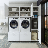 Roomart wasmachinekast SERIE 2, overbouwkast met uittrekplateau en hoge kast, in 3 kleuren