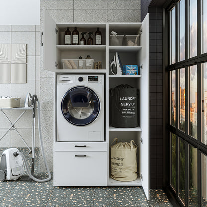 Roomart wasmachinekast SERIE 2, 112 cm, met hoge kast en uittrekplank, in 3 kleuren