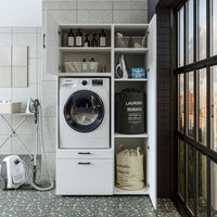 Roomart wasmachinekast SERIE 2, 112 cm, met hoge kast en uittrekplank, in 3 kleuren