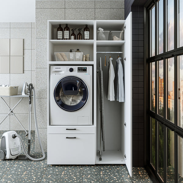 Roomart wasmachinekast SERIE 2, 112 cm, met hoge kast en uittrekplank, in 3 kleuren
