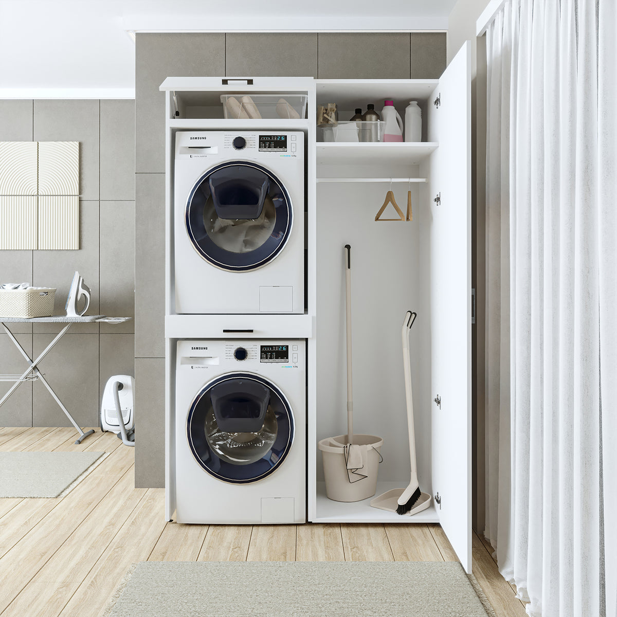Roomart wasmachinekast DUO-I, 127 cm, ombouwkast voor wasmachine & droger, in 3 kleuren