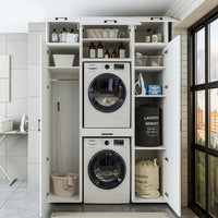 Roomart wasmachinekast 157 cm, voor 2 apparaten met 2 hoge kasten, in 3 kleuren