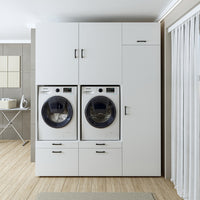 Roomart wasmachinekast SERIE 2, dubbele kast met uittrekplanken en hoge kast, in 3 kleuren