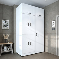Roomart Waschmaschinenschrank " DORA SET" für Trockner & Waschmaschine, 130 cm breit, in 4 Farben, mit Türen & Ausziehbrett • Weiß • Weiß Eiche • Anthrazit Eiche • Eiche - waschmaschinenschrank, waschmaschinenregal, waschturm, schrank, weiß, waschmaschine