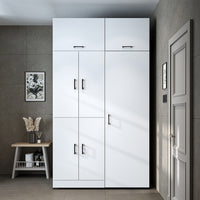 Roomart Waschmaschinenschrank " DORA SET" für Trockner & Waschmaschine, 130 cm breit, in 4 Farben, mit Türen & Ausziehbrett • Weiß • Weiß Eiche • Anthrazit Eiche • Eiche - waschmaschinenschrank, waschmaschinenregal, waschturm, schrank, weiß, waschmaschine