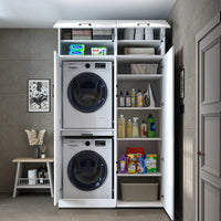Roomart wasmachinekast DORA-I, 130 cm, met uittrekplank en hoge kast, 5 kleuren