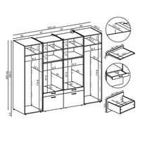 Roomart wandmeubel SERIE II, 254 cm, voor 2 apparaten met 2 hoge kasten, in 3 kleuren