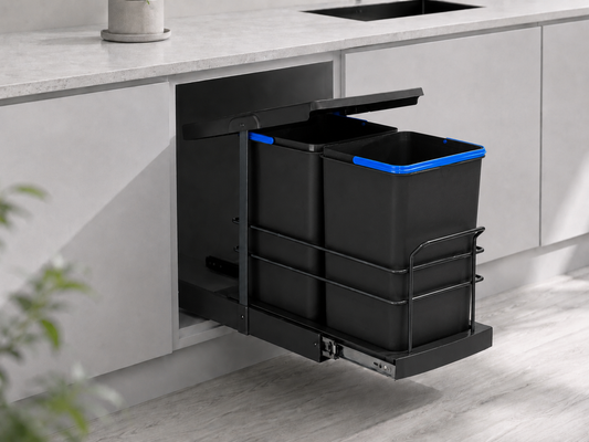 Einbau-Mülltrennsystem in Schwarz für den Küchenunterschrank