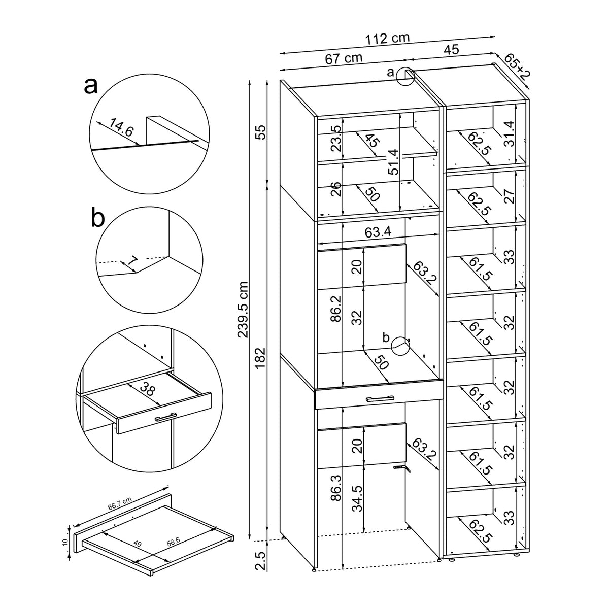 Roomart wasmachinekast DUO-I, 112 cm, met hoge kast en uittrekplank, in 3 kleuren