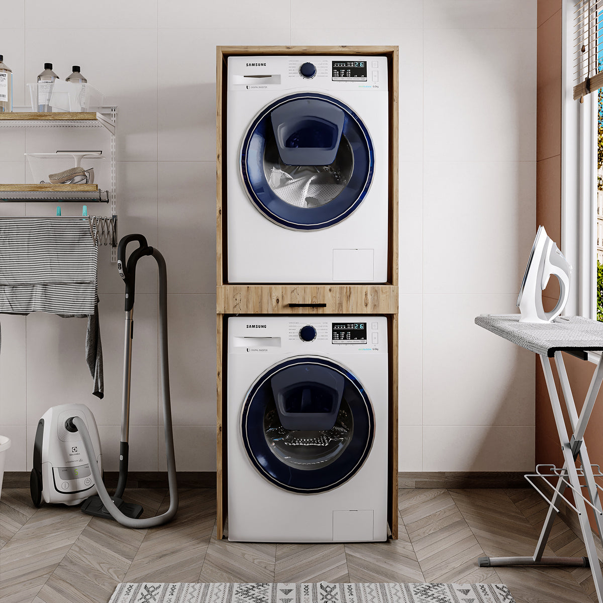 Roomart wasmachinekast DUO-I, 67 cm, voor wasmachine en droger