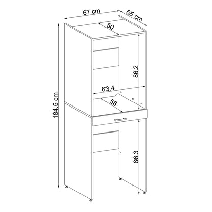 Roomart wasmachinekast DUO-I, 67 cm, voor wasmachine en droger