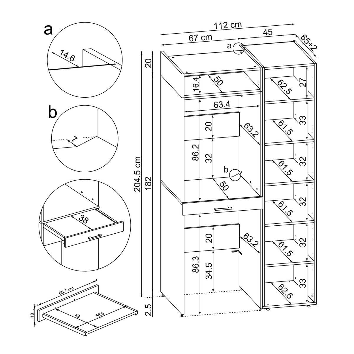 Roomart wasmachinekast DUO-I, 112 cm, met hoge kast en uittrekplank, in 3 kleuren
