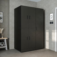 Waschmaschinenschrank DORA-I in Schwarz, Wäscheturm mit Trockner und Hochschrank - Waschturm