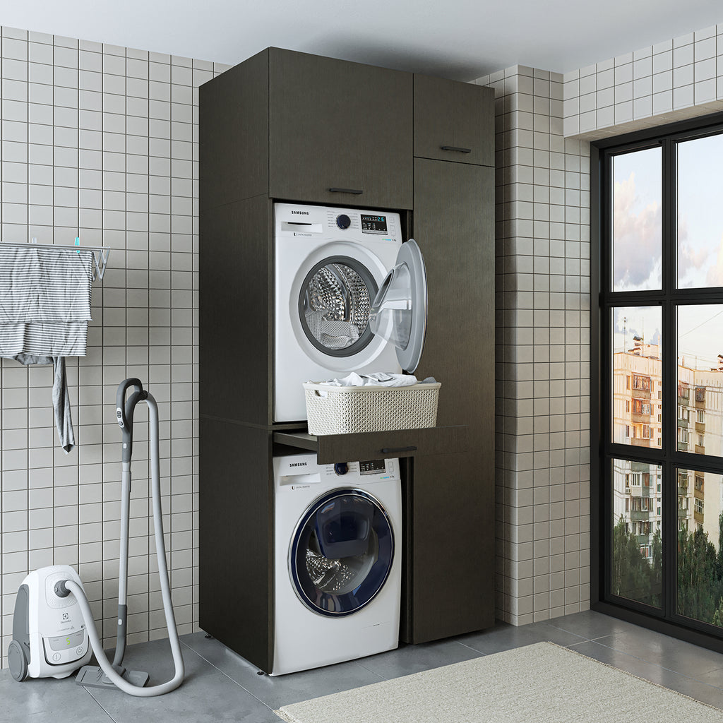 Roomart wasmachinekast DUO-I, 112 cm, met hoge kast en uittrekplank, in 3 kleuren