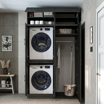 Roomart wasmachinekast DORA-I, 130 cm, met uittrekplank en hoge kast, 5 kleuren