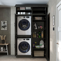 Roomart wasmachinekast DORA-I, 130 cm, met uittrekplank en hoge kast, 5 kleuren