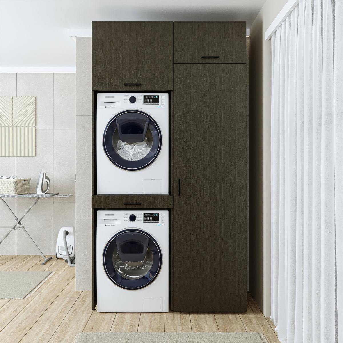 Roomart wasmachinekast 127 cm, voor 2 apparaten met hoge kast, in 3 kleuren