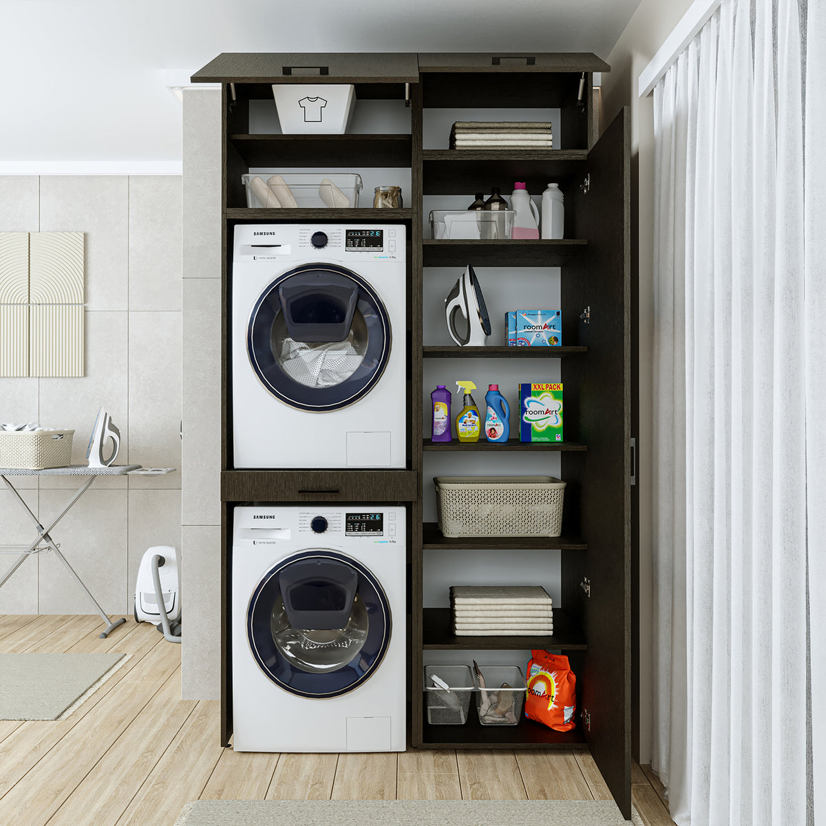 Roomart wasmachinekast DUO-I, 127 cm, ombouwkast voor wasmachine & droger, in 3 kleuren